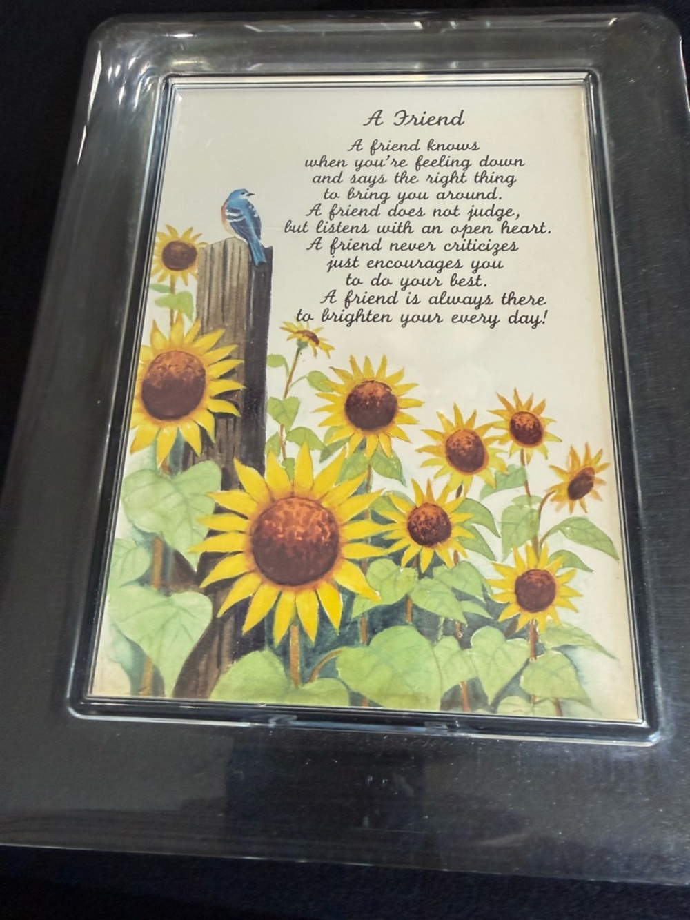 Vintage FRIENDS Plaque With Music Box which Plays You Are My Sunshine